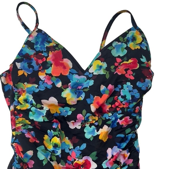 AQUA GREEN Women's Size Large Swimsuit/ Ruched /One Piece/O-Ring/Cutout … - Picture 2 of 8